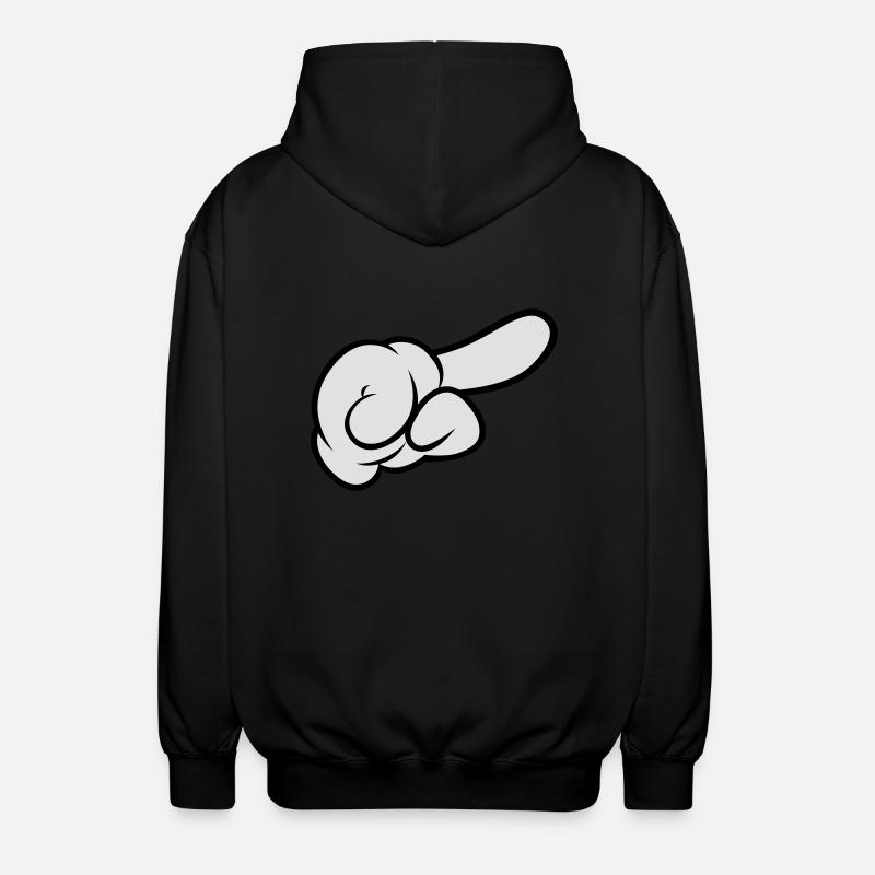 Comic Hand Pointing (Right) - Unisex Hooded Jacket - black