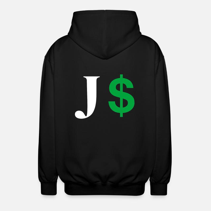 Buchstabe j Dollar - Unisex Kapuzenjacke - Schwarz