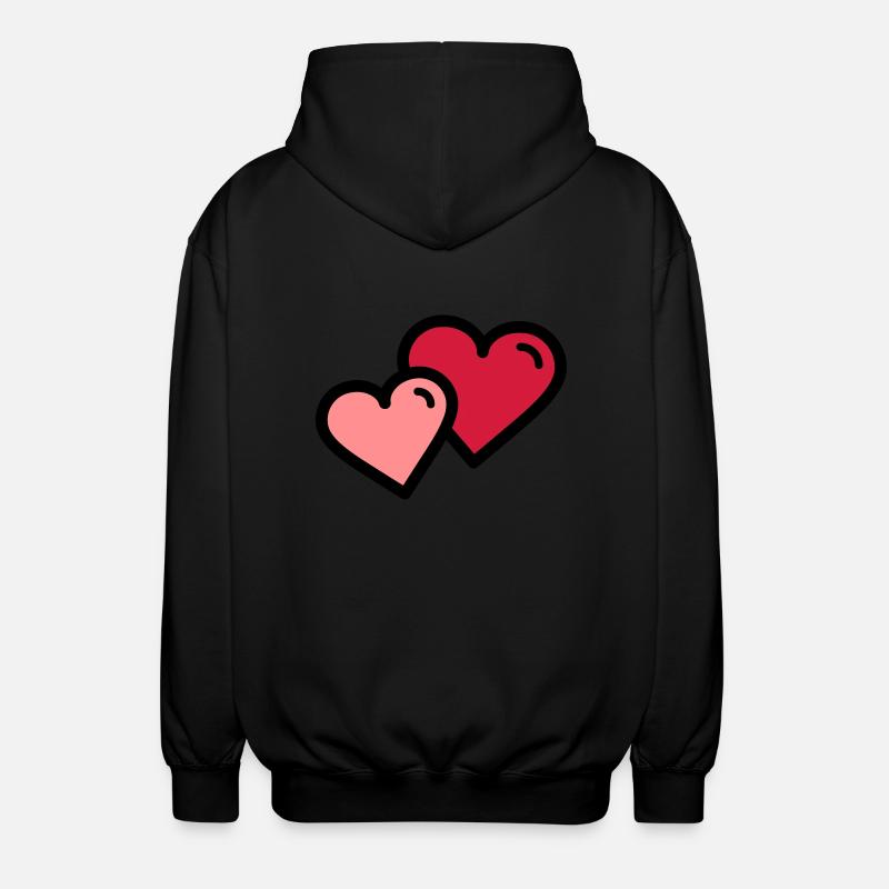 Valentine's Heart: double coeur - Veste à capuche unisexe - noir