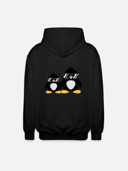 Cool Penguin Dad And Boy - Unisex Hooded Jacket - black