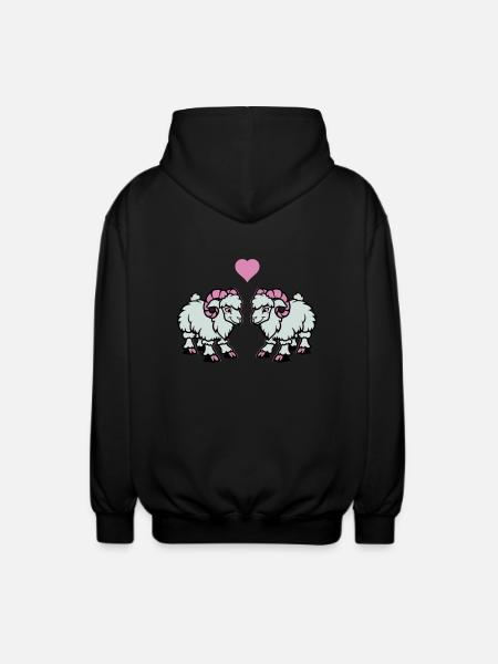 Sheep Comic Aries Love - Unisex Hooded Jacket - black