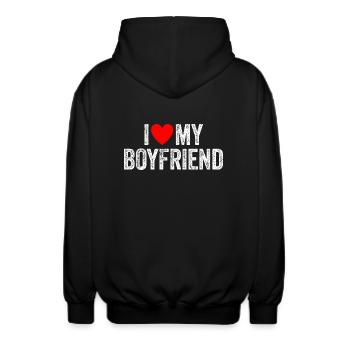 J’aime mon copain Copain de la Saint-Valentin - Veste à capuche unisexe - noir - Dos - AI Model Male 185 light (185cm)