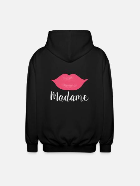 Madame Lips Big white - Unisex Hooded Jacket - black