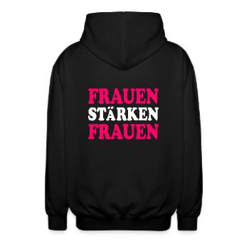 frauen stärken frauen - Unisex Kapuzenjacke - Schwarz - Hinten - AI Model Male 185 light (185cm)