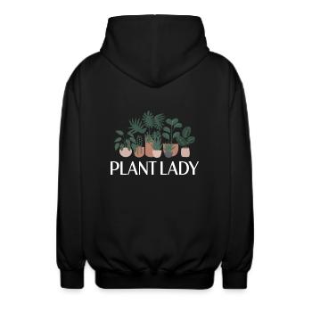 Plant Lady - Unisex Hooded Jacket - black - Back - AI Model Male 185 light (185cm)