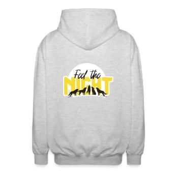 Fühle die Nacht - Vektor - Unisex Kapuzenjacke - Hellgrau meliert - Hinten - AI Model Male 185 light (185cm)