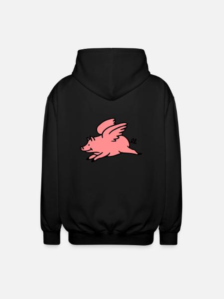 Fliegendes Schwein - Unisex Kapuzenjacke - Schwarz