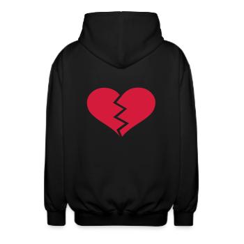 Gebrochenes Herz - Unisex Kapuzenjacke - Schwarz - Hinten - AI Model Male 185 light (185cm)
