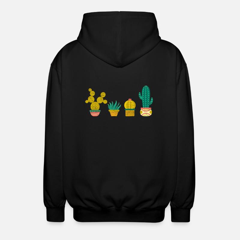 Cool Cactus Illustration Design - Unisex Hooded Jacket - black