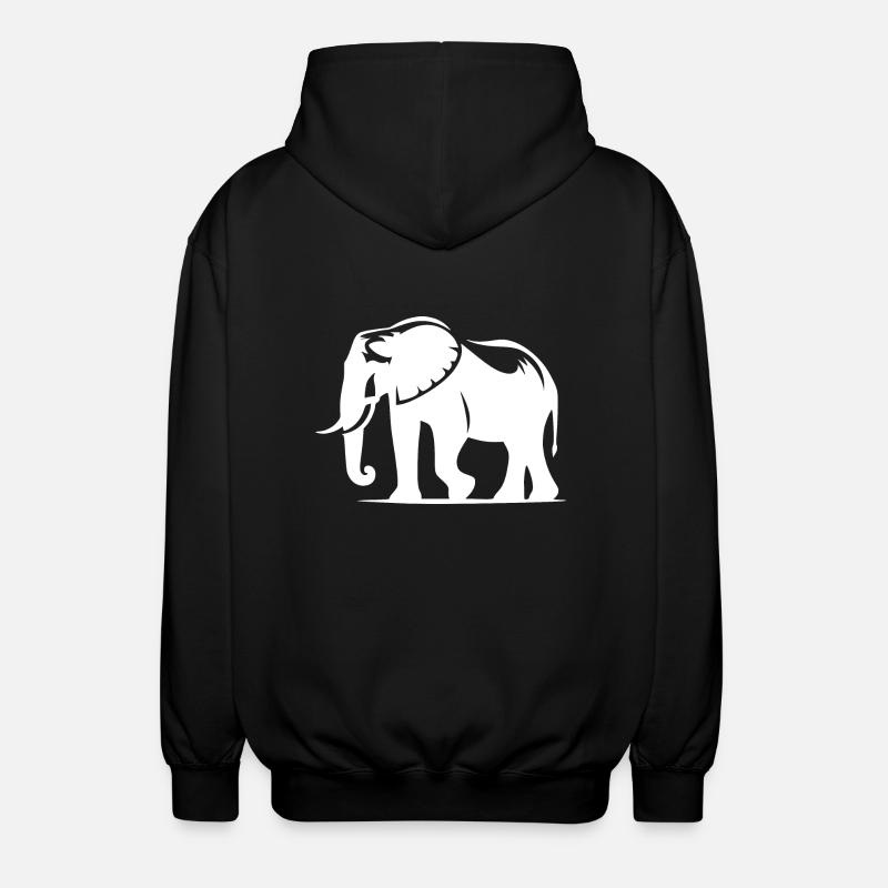 Grande silhouette d’éléphant avec défenses - Veste à capuche unisexe - noir