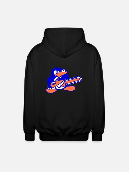 Chainsaw Penguin Nasty Angry Saw - Unisex Hooded Jacket - black