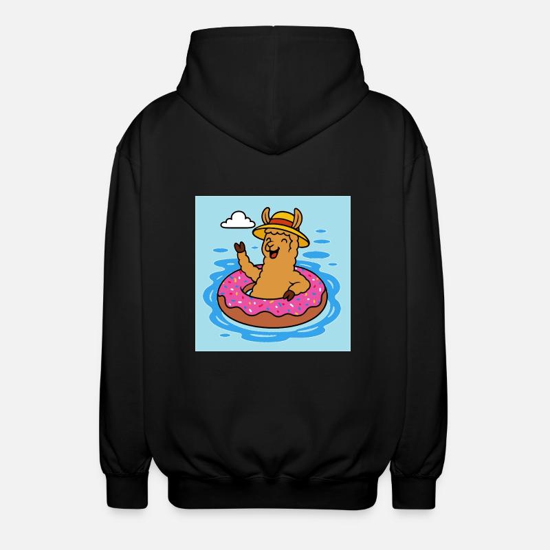 Süßes Alpaka Comic - Unisex Kapuzenjacke - Schwarz