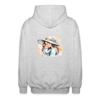 Mütterliche Wärme - Unisex Kapuzenjacke - Hellgrau meliert - Hinten - AI Model Male 185 light (185cm)