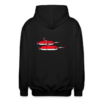 2 Militär U-Boote Schießen Torpedo Raketen Angriff - Unisex Kapuzenjacke - Schwarz - Hinten - AI Model Male 185 light (185cm)