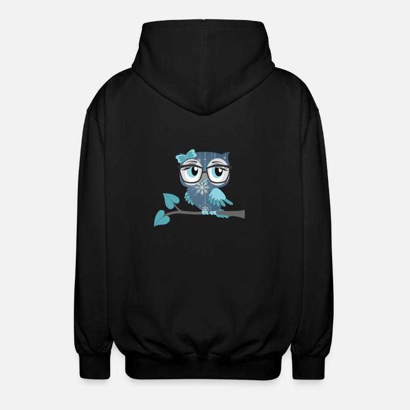 Eule_Schnee-Eule - Unisex Kapuzenjacke - Schwarz