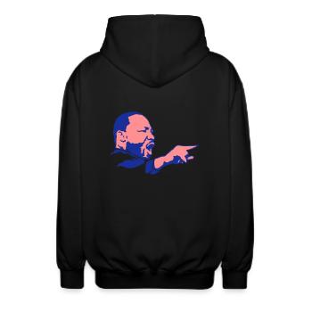 martin luther king visage leader politiq - Veste à capuche unisexe - noir - Dos - AI Model Male 185 light (185cm)