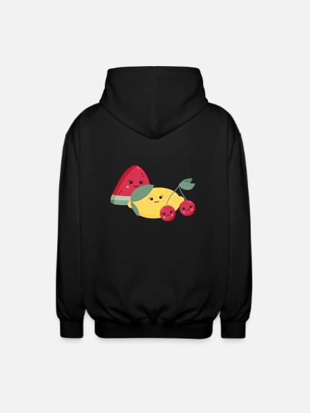 Pastèque, citron et cerises - Veste à capuche unisexe - noir