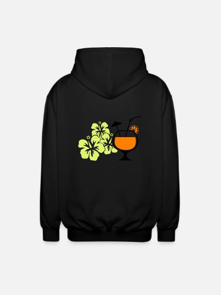 Hawaiian Hibiscus Cocktail - Unisex Hooded Jacket - black