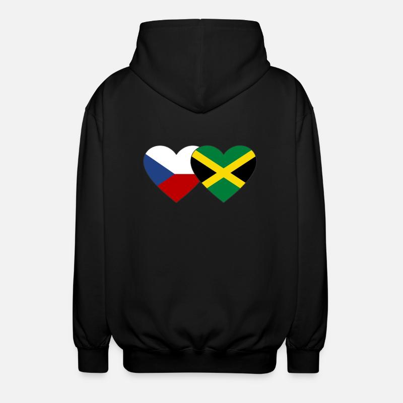 République tchèque Jamaïque Drapeau Coeur - Veste à capuche unisexe - noir