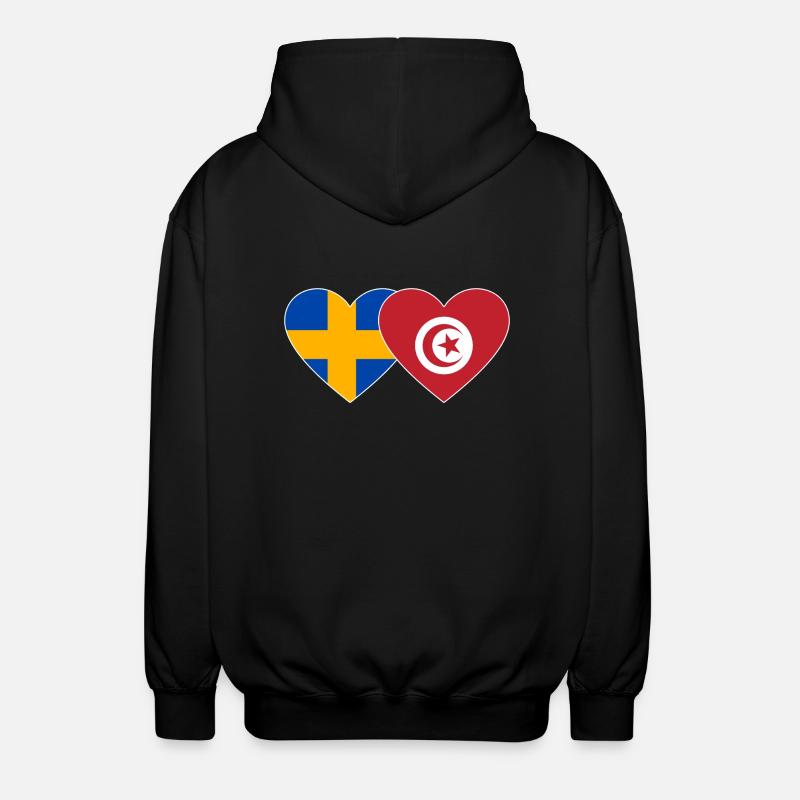 Suède Tunisie Drapeau Coeur - Veste à capuche unisexe - noir