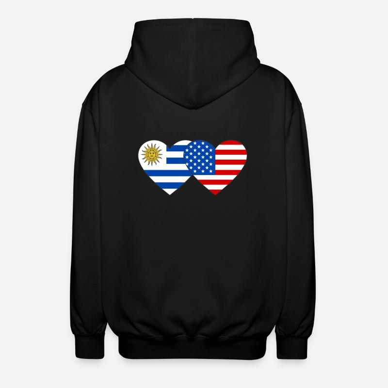 Uruguay États-Unis Drapeau Coeur - Veste à capuche unisexe - noir