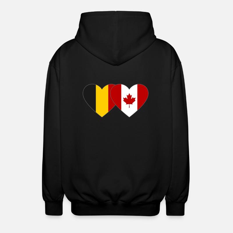Belgique Canada Drapeau Coeur - Veste à capuche unisexe - noir