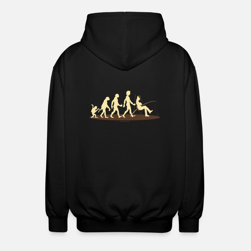 FUN - Evolution Angler - Geschenk - Bestseller - Unisex Kapuzenjacke - Schwarz