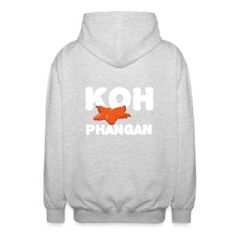 Texte de Koh Phangan - Veste à capuche unisexe - gris clair chiné - Dos - AI Model Male 185 light (185cm)