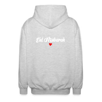 Islam Eid Mubarak - Unisex Hooded Jacket - light heather grey - Back - AI Model Male 185 light (185cm)
