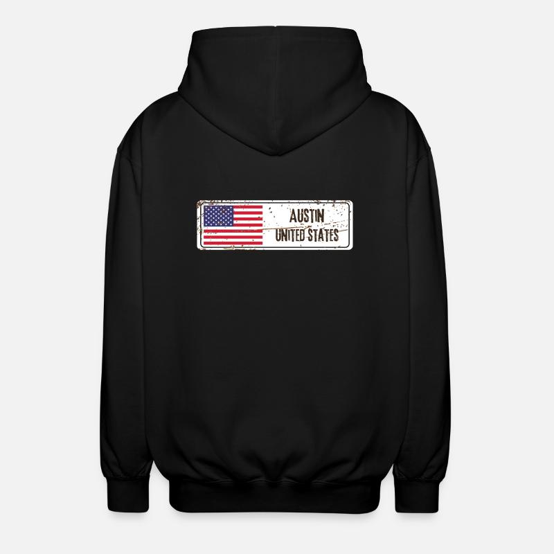 Austin Drapeau des États-Unis - Veste à capuche unisexe - noir