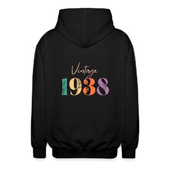 Jahrgang 1938 Blumen - Unisex Kapuzenjacke - Schwarz - Hinten - AI Model Male 185 light (185cm)