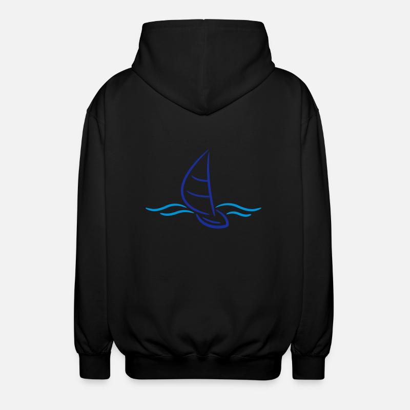 Sailing Boad And Waves Logo - Unisex Hooded Jacket - black