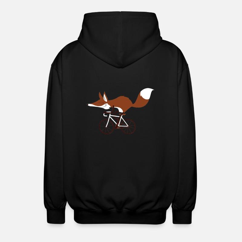 Cycling fox - Unisex Hooded Jacket - black