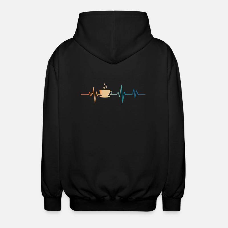 Heartbeat Retro Kaffeetasse - Unisex Kapuzenjacke - Schwarz