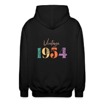 Jahrgang 1954 Blumen - Unisex Kapuzenjacke - Schwarz - Hinten - AI Model Male 185 light (185cm)