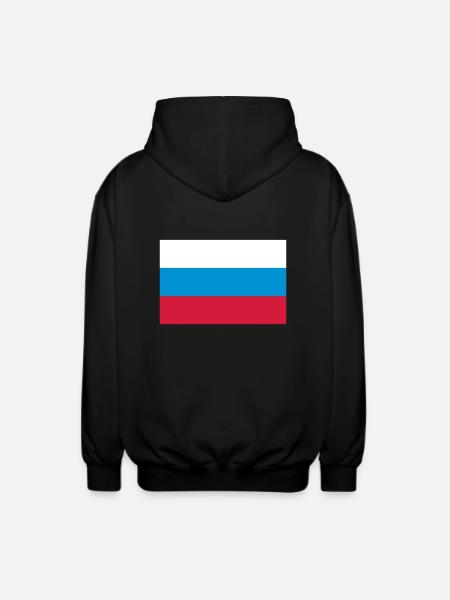 russia flag - Unisex Hooded Jacket - black