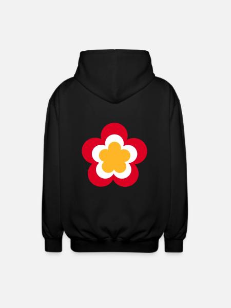 70s Flower Pattern - Unisex Hooded Jacket - black