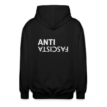 Antifaschistisch - Unisex Kapuzenjacke - Schwarz - Hinten - AI Model Male 185 light (185cm)