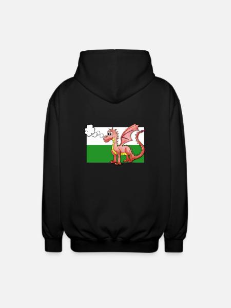 Puffing Welsh Dragon - Gregory - Unisex Hooded Jacket - black