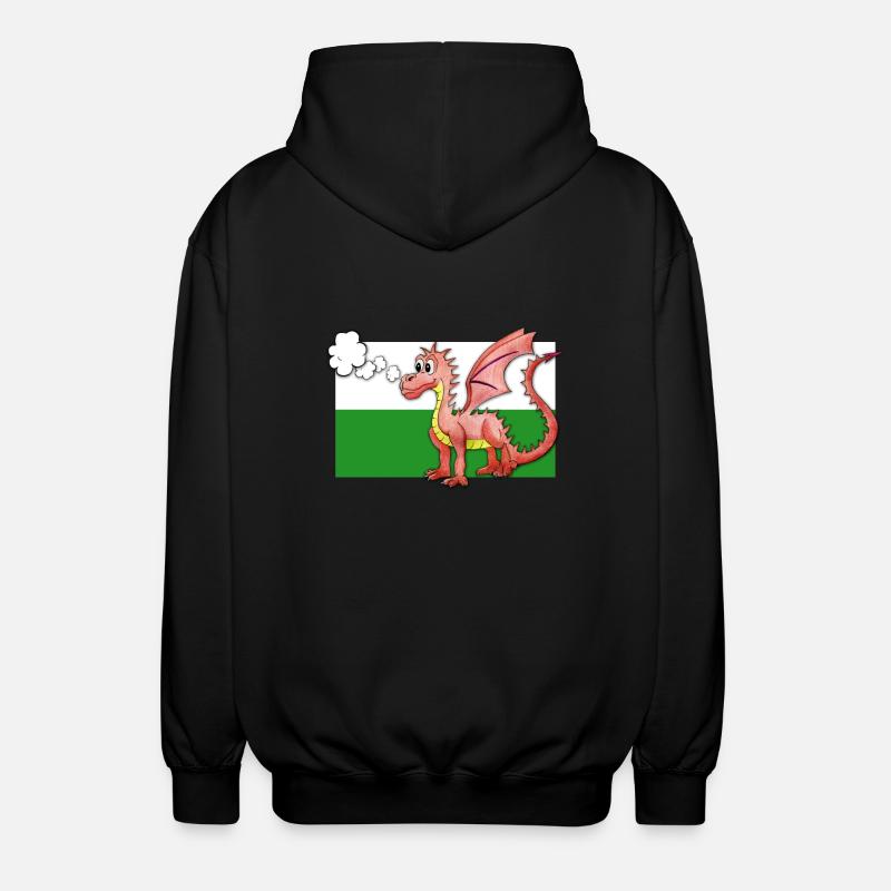 Puffing Welsh Dragon - Gregory - Unisex Hooded Jacket - black