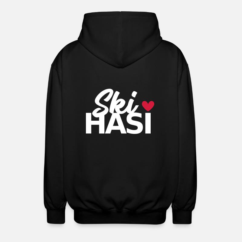 Ski Hasi mit Herz - Unisex Kapuzenjacke - Schwarz