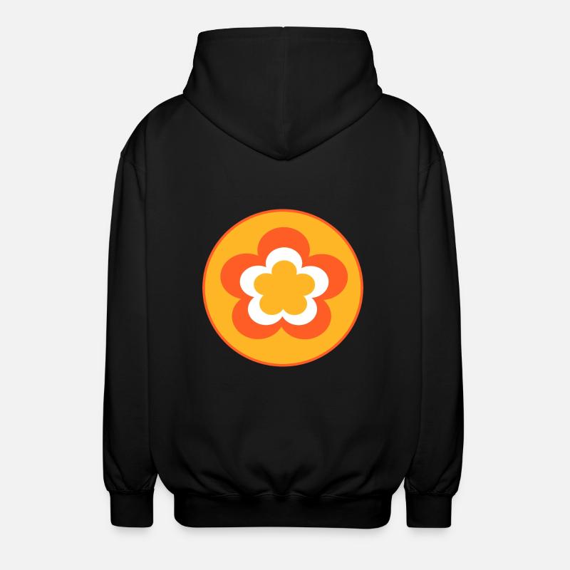 70s Flower Pattern - Unisex Hooded Jacket - black
