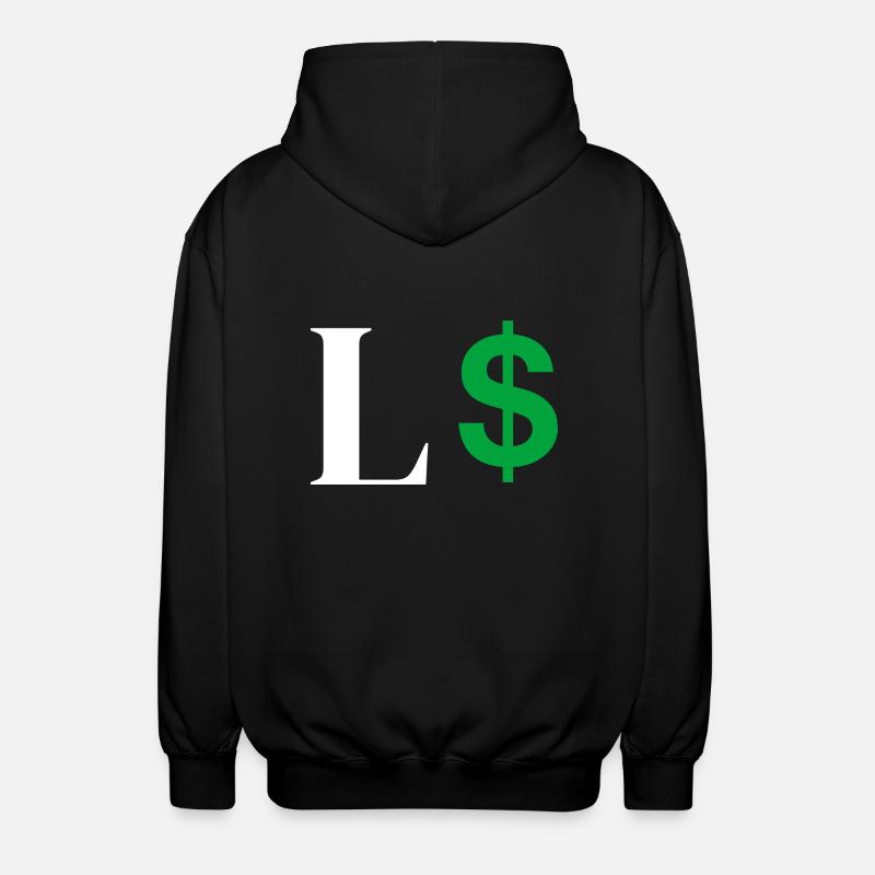 Buchstabe l Dollar - Unisex Kapuzenjacke - Schwarz