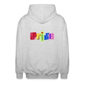 Pride - Simple. proud. statement - Unisex Hooded Jacket - light heather grey - Back - AI Model Male 185 light (185cm)