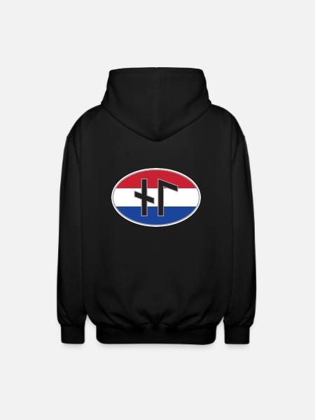 NL (Nederland) Runen-Ländercode-Aufkleber - Unisex Kapuzenjacke - Schwarz