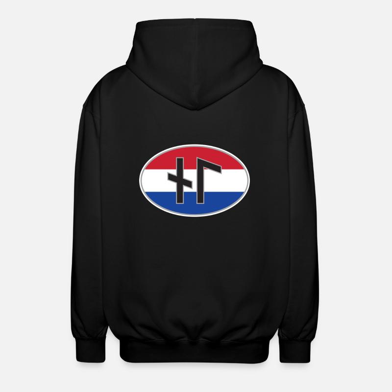 NL (Nederland) Runen-Ländercode-Aufkleber - Unisex Kapuzenjacke - Schwarz