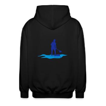 Stand up paddling - Unisex Kapuzenjacke - Schwarz - Hinten - AI Model Male 185 light (185cm)