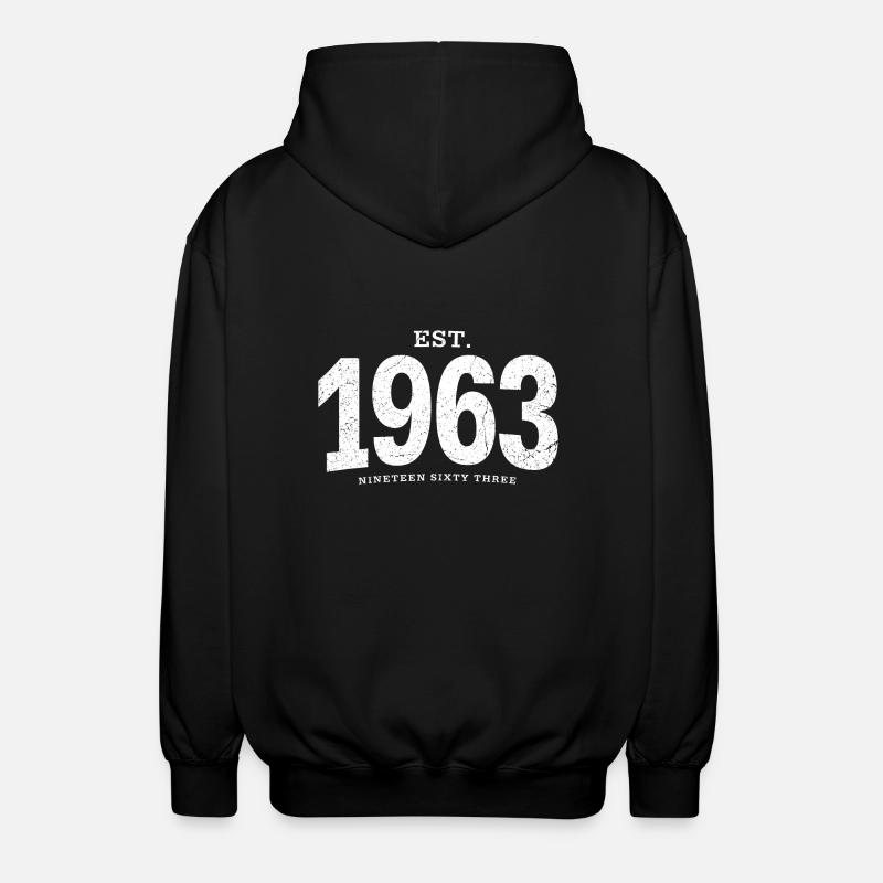 est. 1963 (white oldstyle) - Unisex Hooded Jacket - black