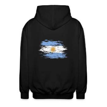 Argentina used - Unisex Hooded Jacket - black - Back - AI Model Male 185 light (185cm)