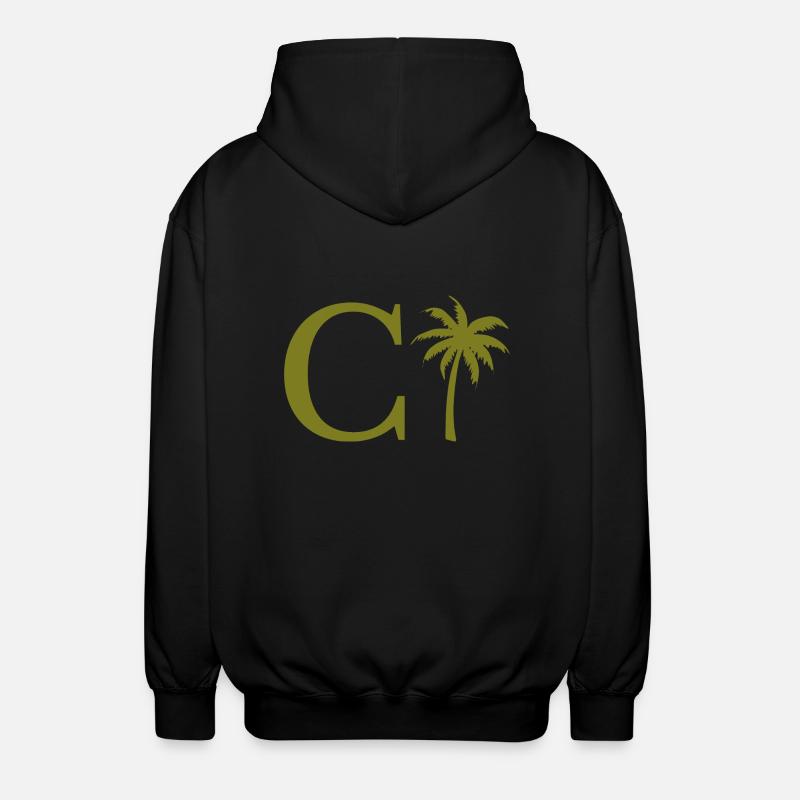 Lettre c vert Palm - Veste à capuche unisexe - noir
